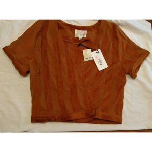 NWT Line & Dot Brynn Caramel Velvet Stripe Wrap TOP - Size Small